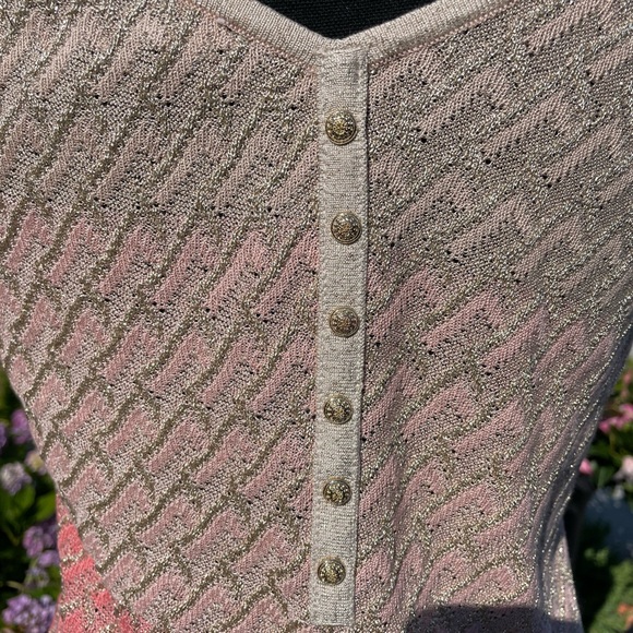 White House Black Market Geometric Coral Fade & Gold Metallic Tank Top Size XS - Picture 8 of 11